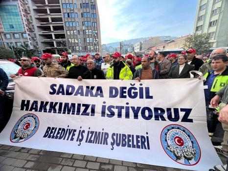 İzmir’de Belediye-İş sendikasına bağlı işçiler eylemde