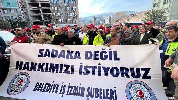 İzmir’de Belediye-İş sendikasına bağlı işçiler eylemde