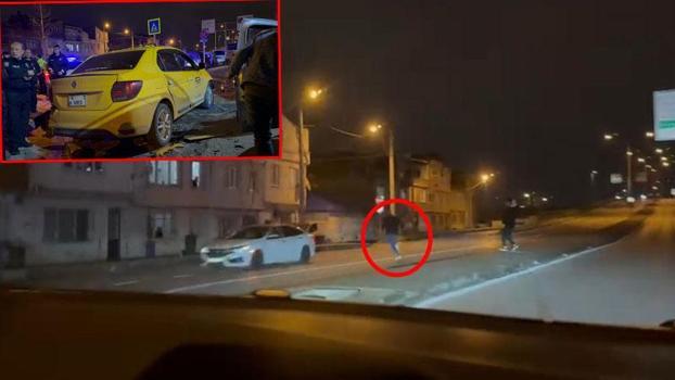 Gasbettiği taksiyle kaza yapınca yaya olarak kaçmaya çalışan şüpheli yakalandı