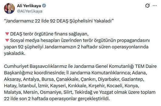 22 ilde DEAŞ operasyonu: 92 gözaltı