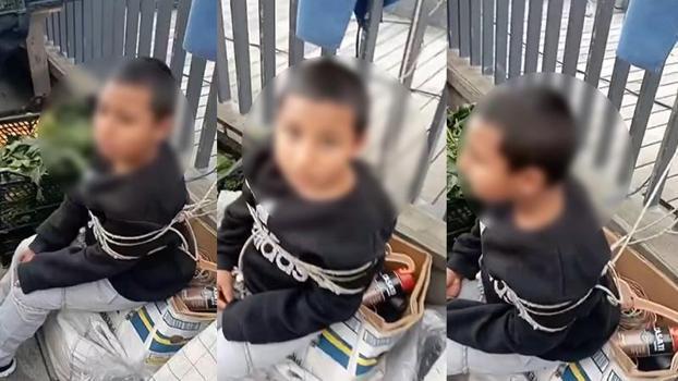 Sarıyer’de pazarda eşofman çalan çocuğu iple bağladı: 'Geri getirince gönderdik'