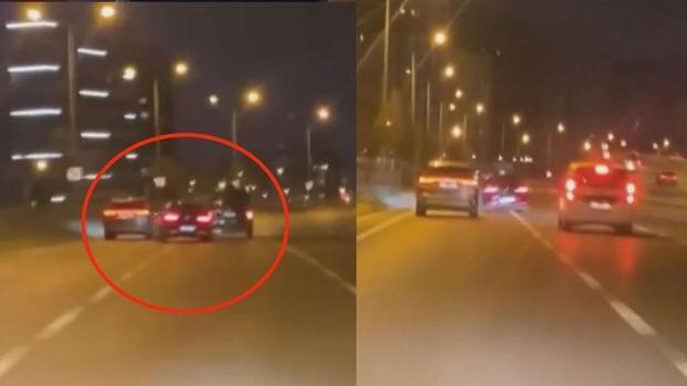 Başakşehir'de trafikte makas atarak ilerleyen sürücü kamerada