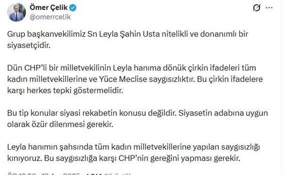 AK Parti'li Çelik'ten 'Leyla Şahin Usta' tepkisi: Tüm kadın milletvekillerine saygısızlık