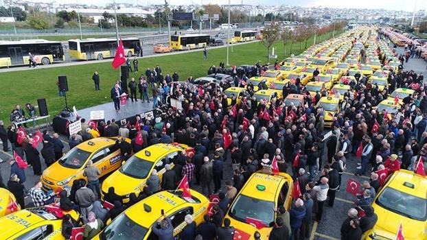 İstanbul'da taksicilerden korsan taşımacılığa karşı konvoylu eylem