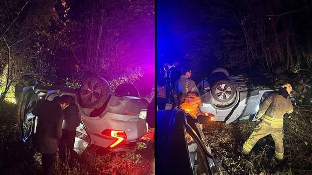 Sarıyer’de otomobil takla attı; mahsur kalan sürücüyü çevrededekiler kurtardı