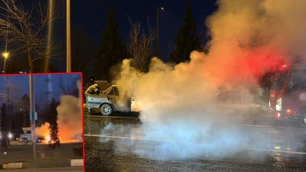 Kütahya’da seyir halindeki otomobil yandı