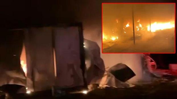 Bursa’da işçilerin kaldığı baraka, alev alev yandı