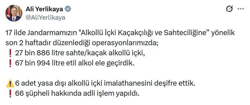 17 ilde kaçak içki operasyonu; 66 şüpheliye işlem yapıldı
