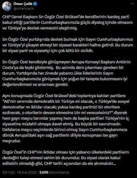 AK Parti'li Çelik: Özel'in yabancı ülkelerdeki partilerin desteğini talep etmesi vahim bir durum