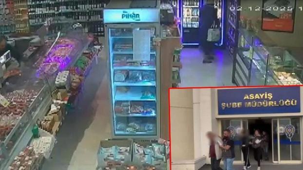 Ankara'da marketten içki çalan 3 kişiyi kameralar kaydetti