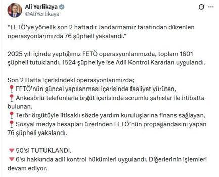 FETÖ'nün güncel yapılanmasına operasyon: 50 tutuklama