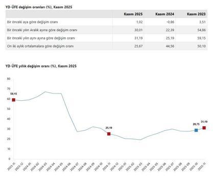 TÜİK: Yurt dışı üretici fiyatları kasımda arttı