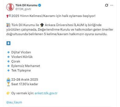 'Yılın kelimesi' önerileri halk oylamasına açıldı