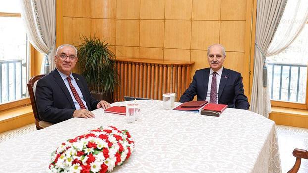 TBMM Başkanı Kurtulmuş, DSP Genel Başkanı Aksakal'ı kabul etti