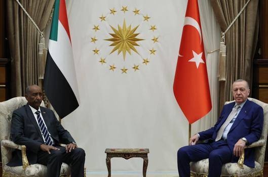 Cumhurbaşkanı Erdoğan, Sudan Egemenlik Konseyi Başkanı el-Burhan'ı resmi törenle karşıladı (2)