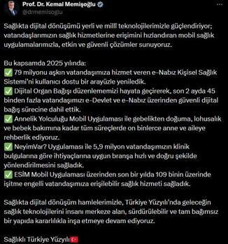 Bakan Memişoğlu: Sağlıkta dijital dönüşümü yerli ve milli teknolojilerimizle güçlendiriyoruz