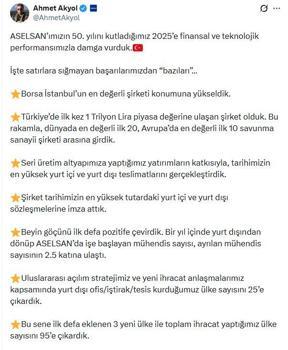 ASELSAN Genel Müdürü Akyol: Finansal ve teknolojik performansımızla 2025'e damga vurduk