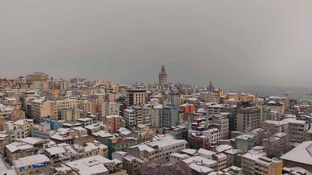 Tarihi yarımada beyaza büründü, seyirlik manzara havadan görüntülendi