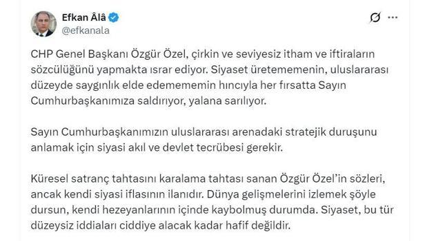 AK Parti'li Ala: Özgür Özel'in sözleri, kendi siyasi iflasının ilanıdır