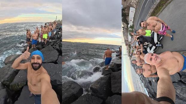 Sarayburnu'nda lodosa rağmen denize girdiler