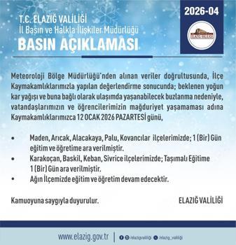 Elazığ’da eğitime kar engeli