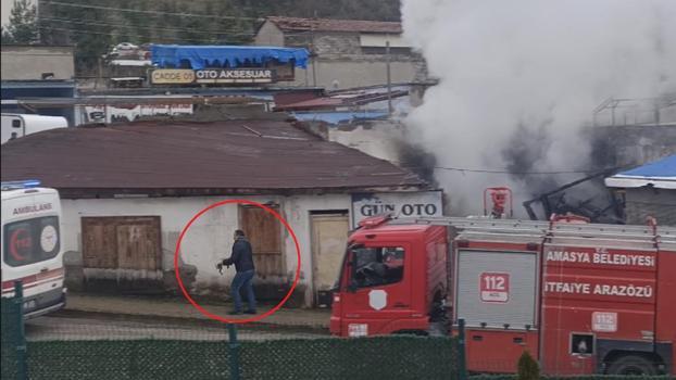 İş yerindeki yangında mahsur kalan yavru köpek kurtarıldı