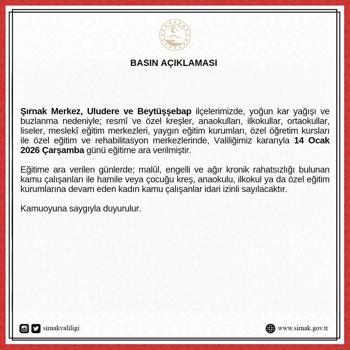 Şırnak kent merkezi ile 2 ilçesinde eğitime kar engeli