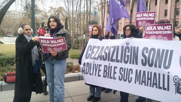 Kadın hakime silahlı saldırı, Bakanlık önünde protesto edildi
