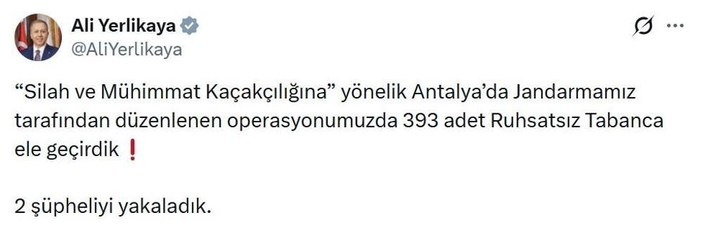 Antalya'da 393 ruhsatsız tabanca ele geçirildi: 2 gözaltı