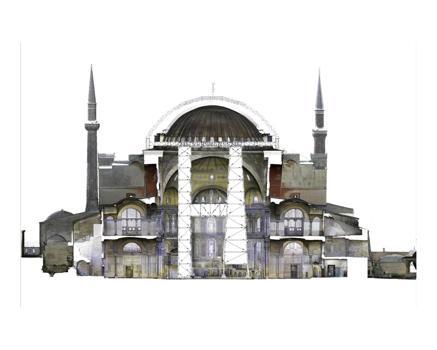 Ayasofya'da kubbe pencere sökümü ve çelik kiriş montajı başladı
