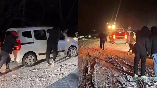 Bursa’da Oylat Kaplıcaları yolu kar nedeniyle kapandı: 20 araç mahsur kaldı