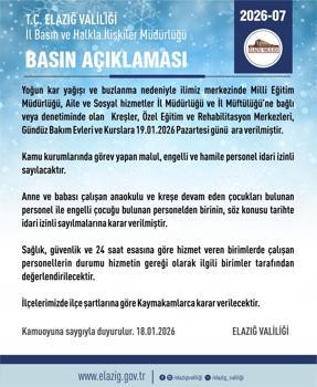 Elazığ’da bazı kurum ve kurslarda eğitime 1 gün ara