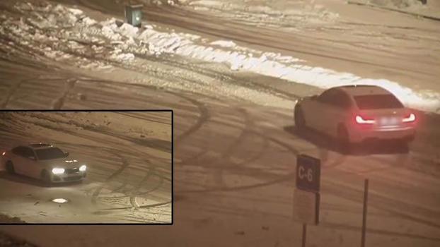 Dinlenme tesisinde karda drift attılar; ehliyeti iptal edildi