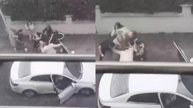 Beylikdüzü'nde trafikte çıkan kavgayı kucağındaki çocukla ayırmaya çalıştı