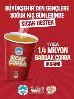 Kayseri Büyükşehir Belediyesi'nden öğrencilere 1,4 milyon bardak sıcak çorba desteği