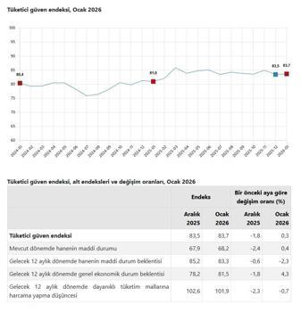 TÜİK: Tüketici güven endeksi ocakta azaldı
