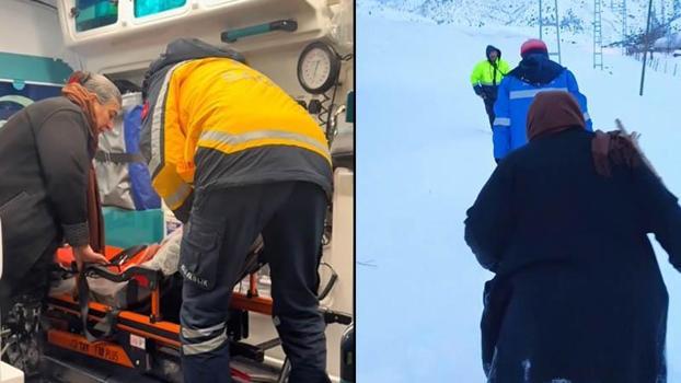 Yolu kapanan köydeki kanser hastası kadına ekipler 5 saatte ulaştı