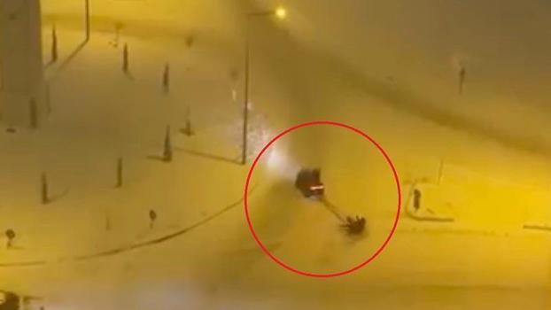 ATV’ye bağladığı leğenle kaydı; o anlar kamerada