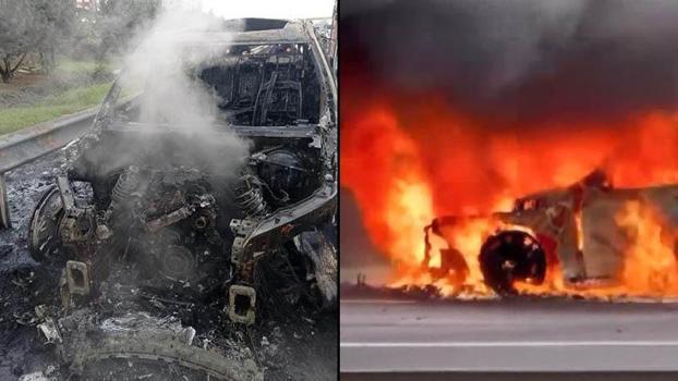 Esenyurt TEM Otoyolu'nda cip alev alev yandı