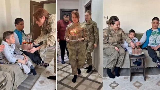 Jandarmadan bedensel engelli Doğanay’a doğum günü sürprizi