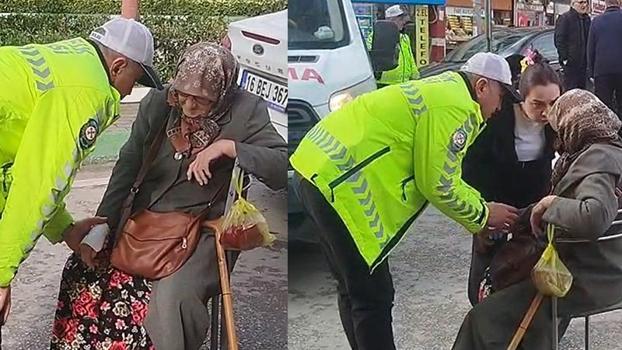 Trafik polisi, yaralanan kadına ilk müdahaleyi yapıp elini bir an olsun bırakmadı
