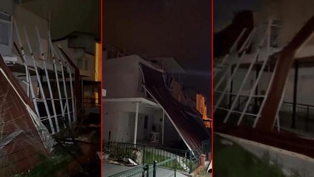 Aydın’da fırtınada çatılar uçtu, ağaçlar devrildi