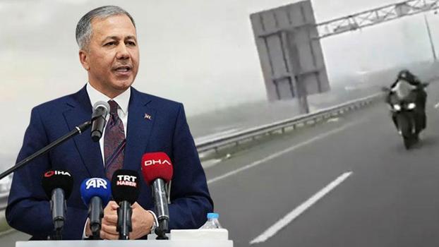Bakan Yerlikaya: Otoyolda aşırı hız yapan motosiklet sürücüsü yakalandı