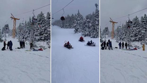 Uludağ'da telesiyej arızalandı; tatilciler metrelerce yükseklikte mahsur kaldı