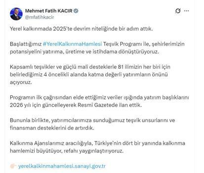 Bakan Kacır: Teşvik unsurlarını ve finansman desteklerini artırdık