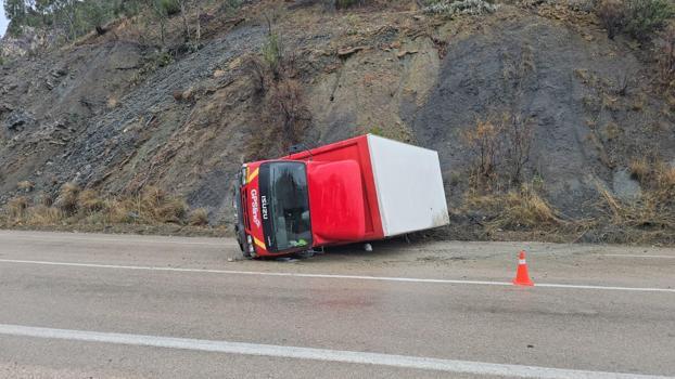 Kontrolden çıkan kamyonet devrildi