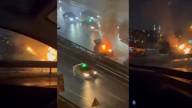 Haliç Köprüsü'nde otomobil yangını