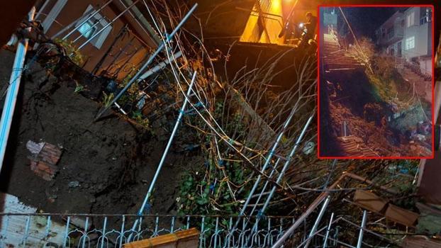 Sarıyer'de binanın bitişiğindeki merdiven çöktü
