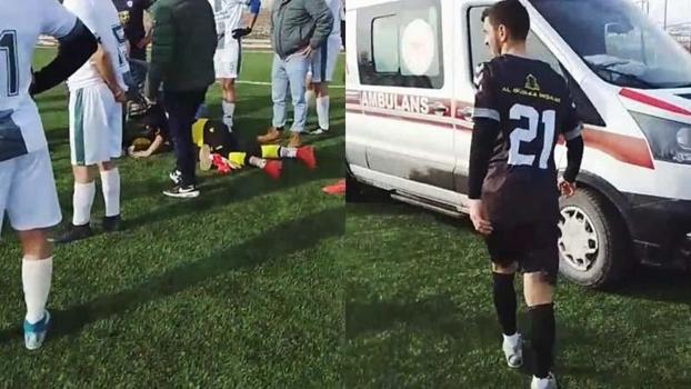 Dili boğazına kaçan kaleci, polisin müdahalesi ile kurtuldu