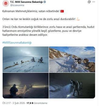 Mehmetçikten karlı arazide hudut güvenliği faaliyeti